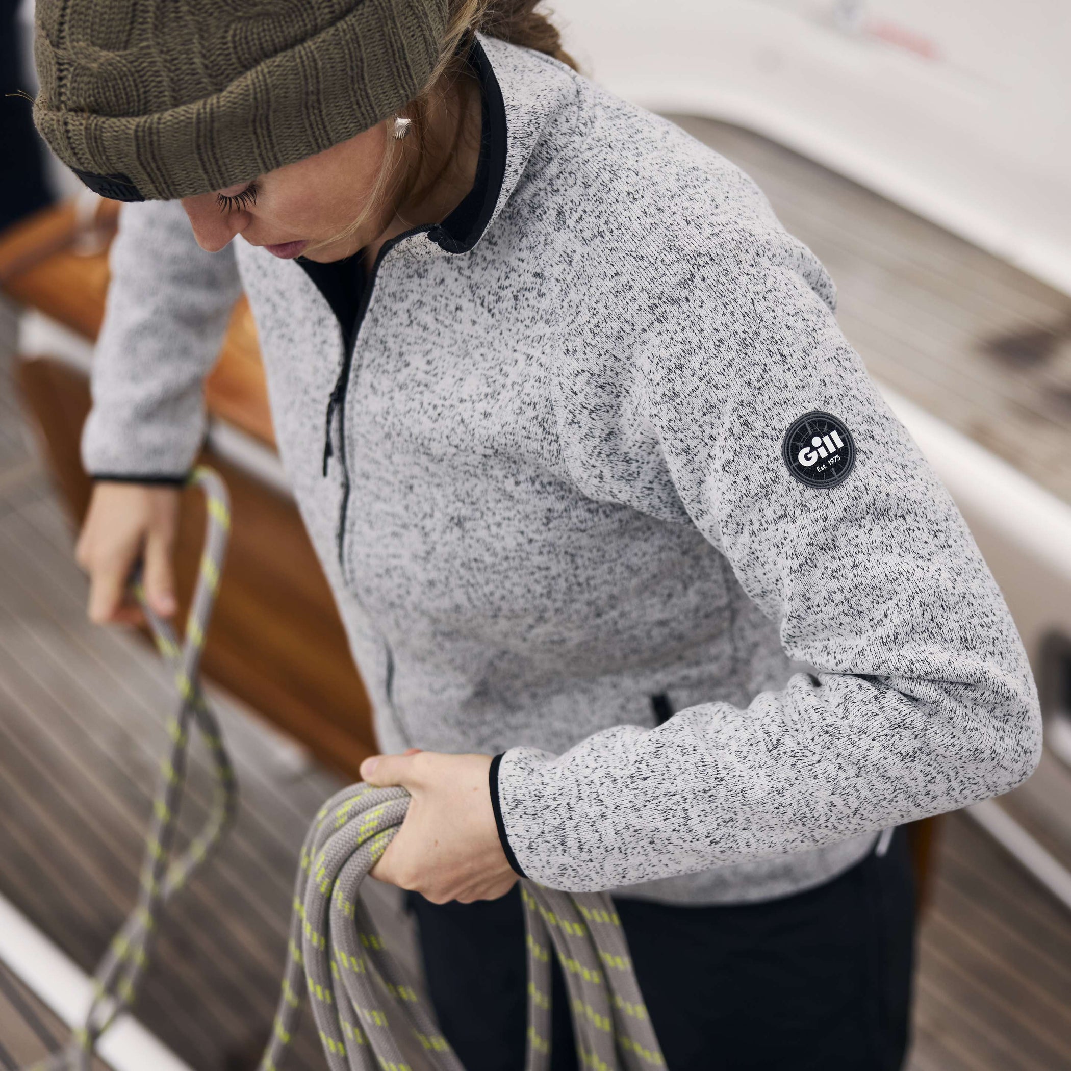 Women's Knit Fleece Jacket - Grey Marl