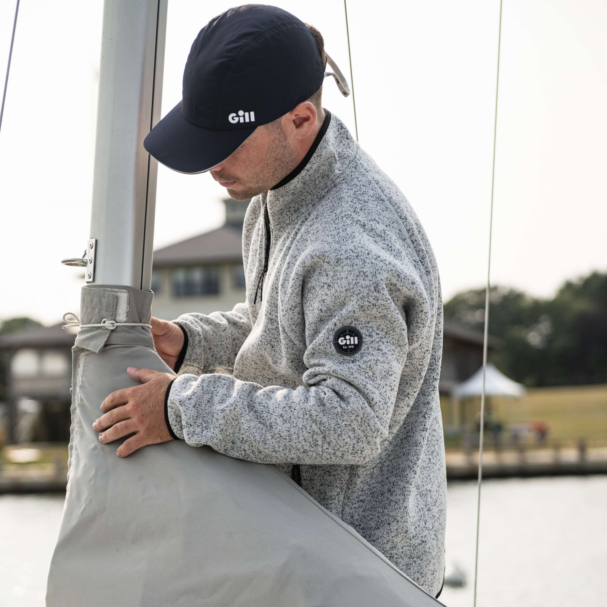 1 & 4 Zip Neck Knit Fleece - Grey Marl