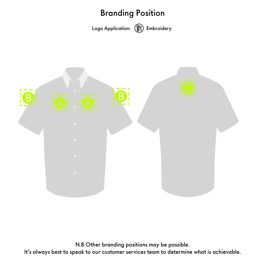 Gill shirt with branding position diagram on a white background
