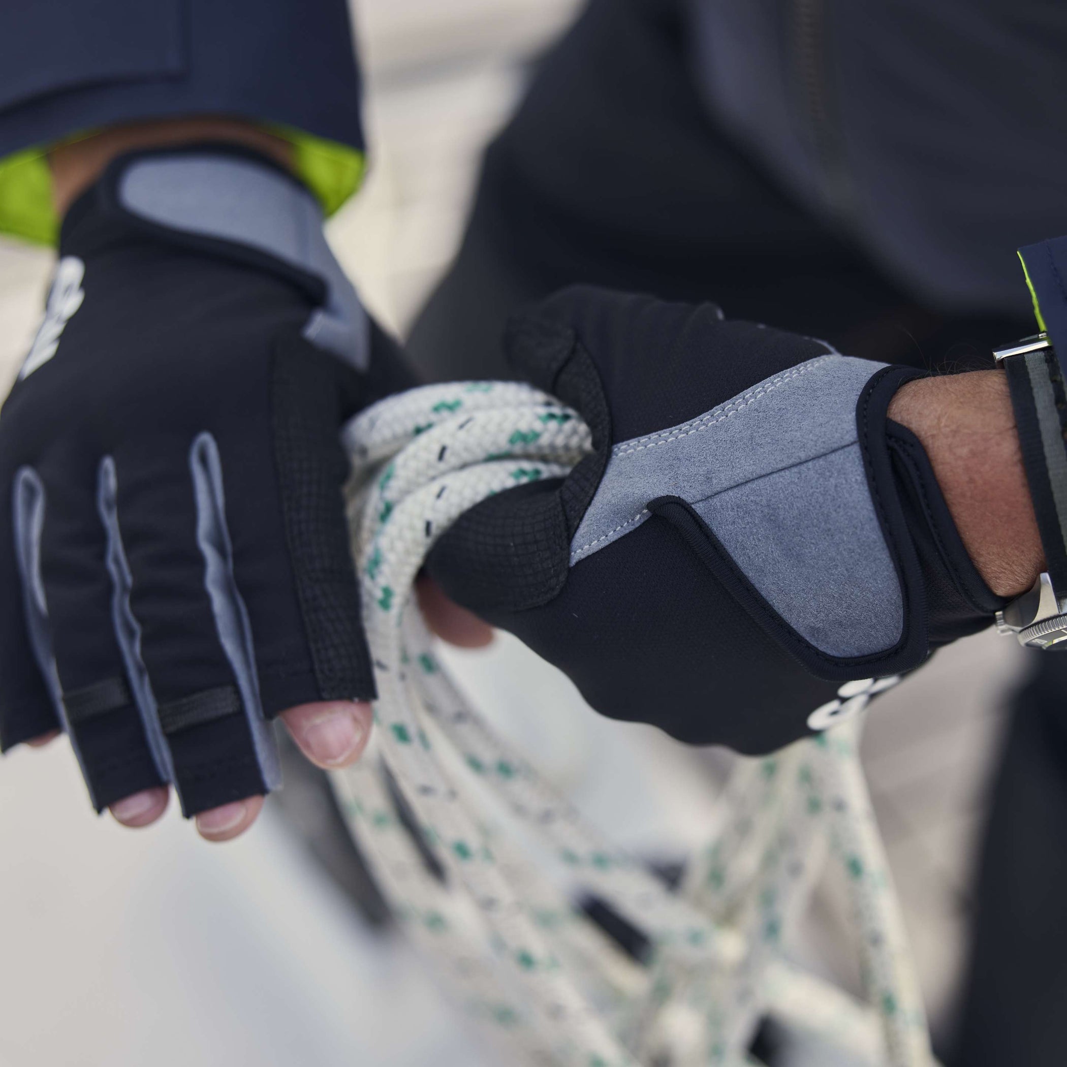 Deckhand Short-Finger Sailing Gloves - Black